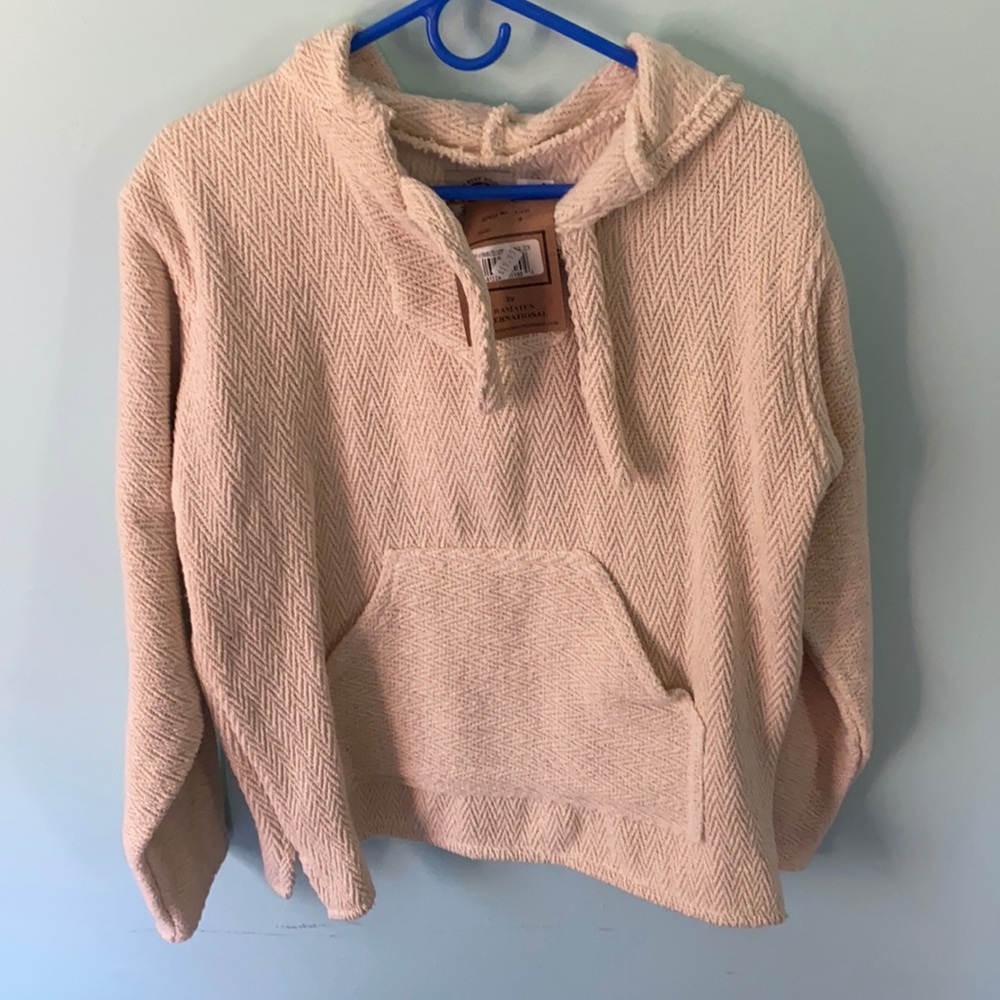 Cream woven hoodie. Very warm! Size XS